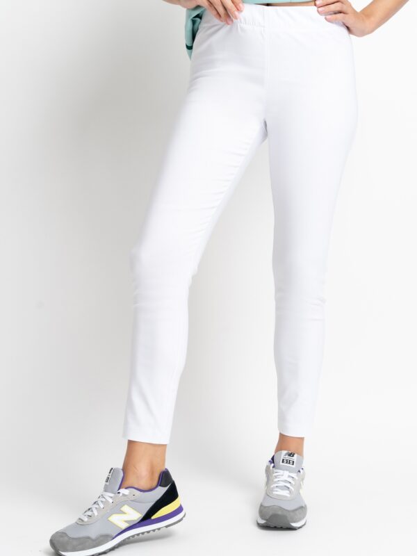 Spodnie Medyczne Damskie Białe - Dopasowane