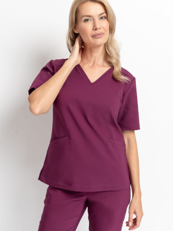 Bluzka Medyczna Damska Scrubs Premium Plum