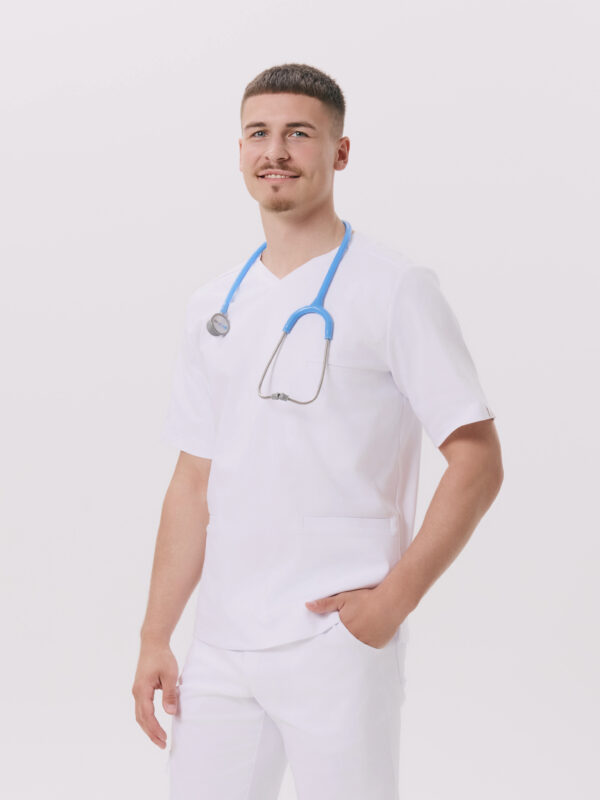 BLUZKA MEDYCZNA MĘSKA – SCRUBS - PREMIUM – WHITE