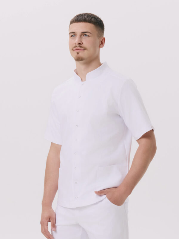 BLUZKA MEDYCZNA MĘSKA – NAPKI - PREMIUM – WHITE