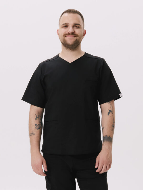 BLUZKA MEDYCZNA MĘSKA – SCRUBS - PREMIUM – BLACK