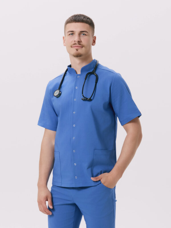 BLUZKA MEDYCZNA MĘSKA – NAPKI - PREMIUM – NAVY BLUE