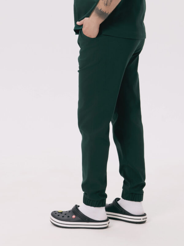 SPODNIE MEDYCZNE MĘSKIE – SCRUBS JOGGER – PREMIUM – FOREST GREEN