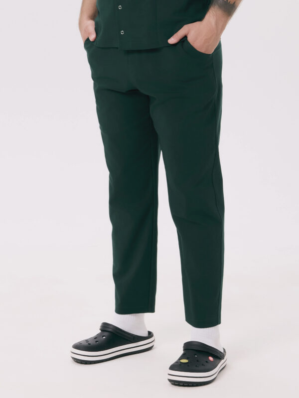 SPODNIE MEDYCZNE MĘSKIE – SCRUBS PROSTE – PREMIUM – FOREST GREEN
