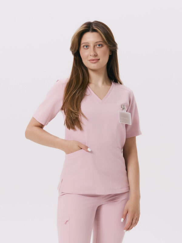 BLUZKA MEDYCZNA DAMSKA - SCRUBS - BASIC -PASTEL PINK