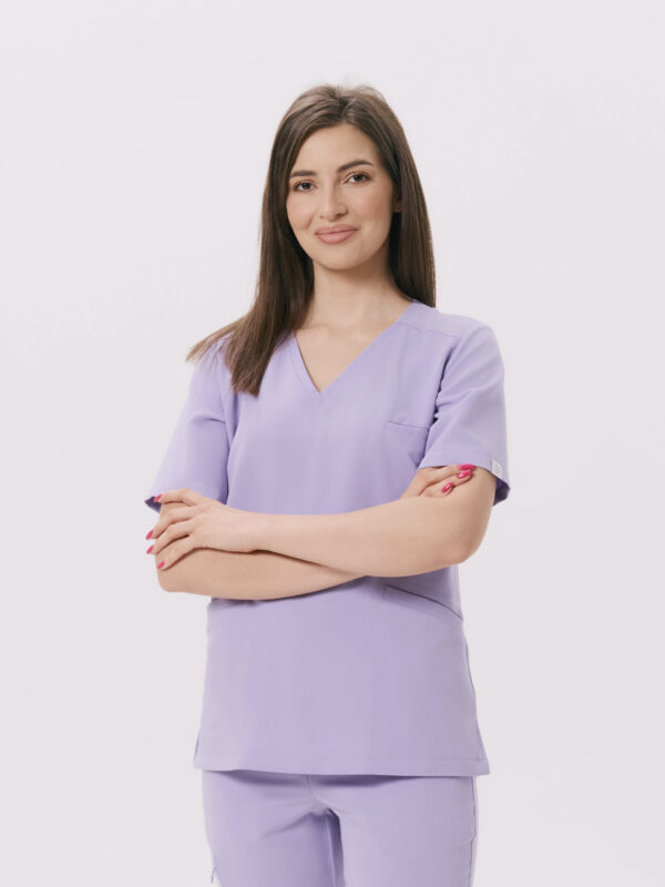 BLUZKA MEDYCZNA DAMSKA - SCRUBS - BASIC - LILAC
