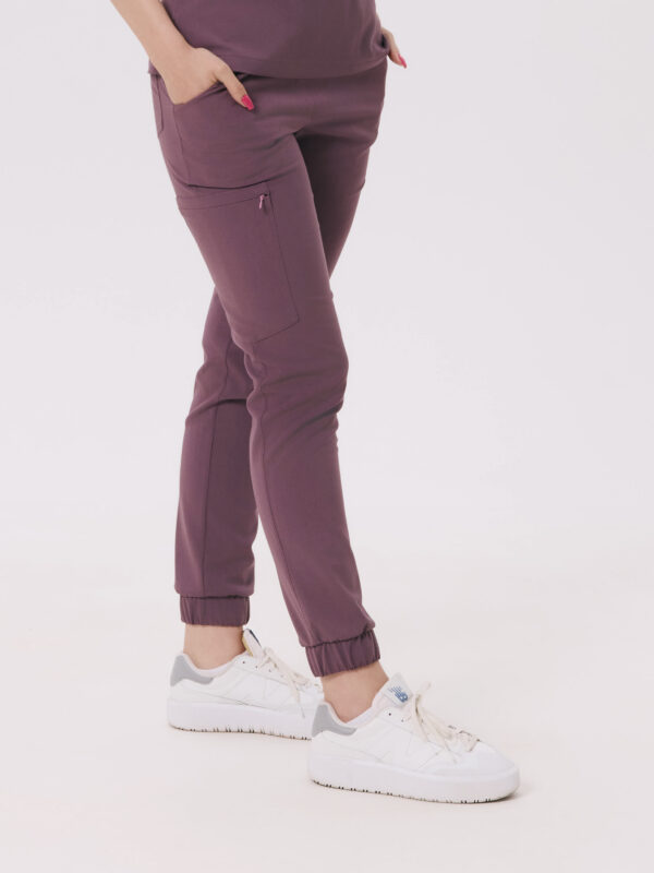 SPODNIE MEDYCZNE DAMSKIE - SCRUBS JOGGER - BASIC - BERRY