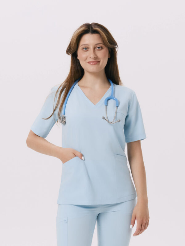 BLUZKA MEDYCZNA DAMSKA - SCRUBS - BASIC - CLEAR SKY