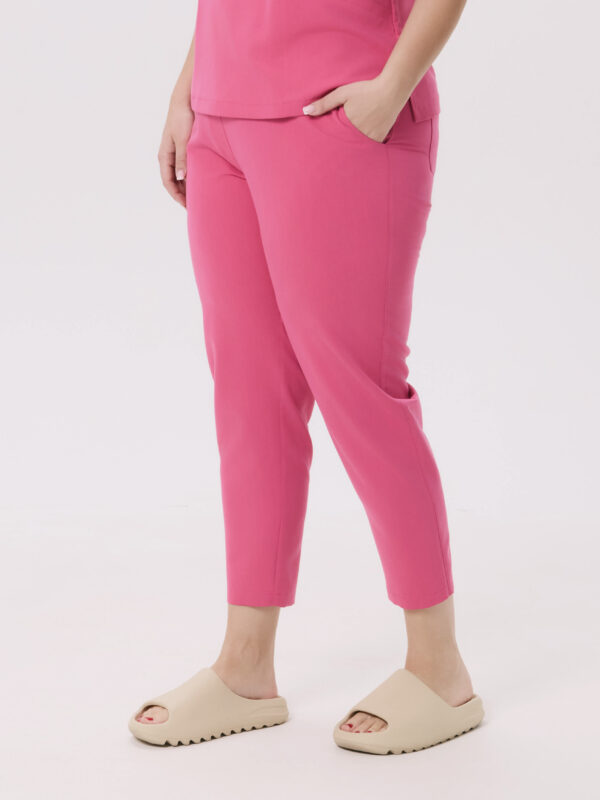 SPODNIE MEDYCZNE DAMSKIE - SCRUBS PROSTA - BASIC - MAGENTA