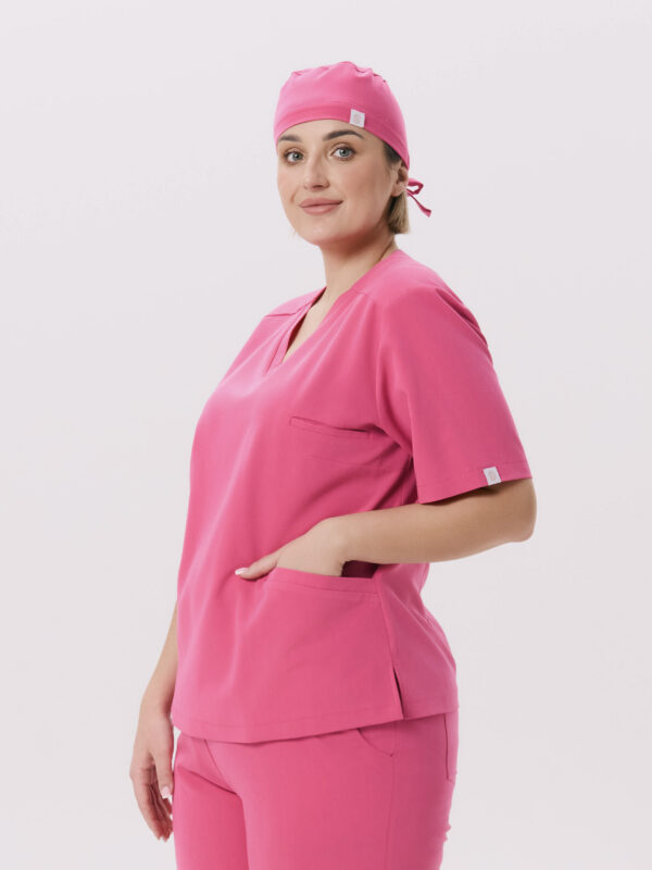 BLUZKA MEDYCZNA DAMSKA - SCRUBS - BASIC - MAGENTA