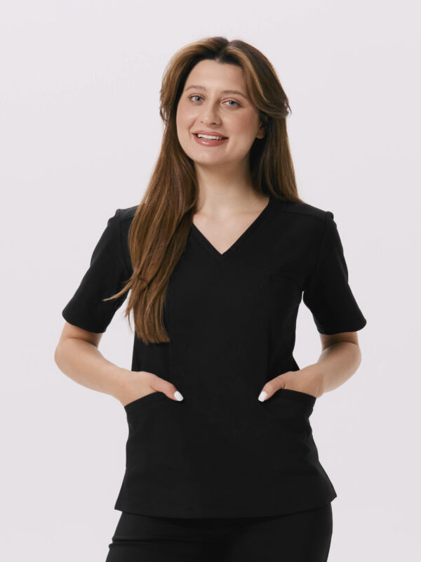 BLUZKA MEDYCZNA DAMSKA - SCRUBS - BASIC - BLACK