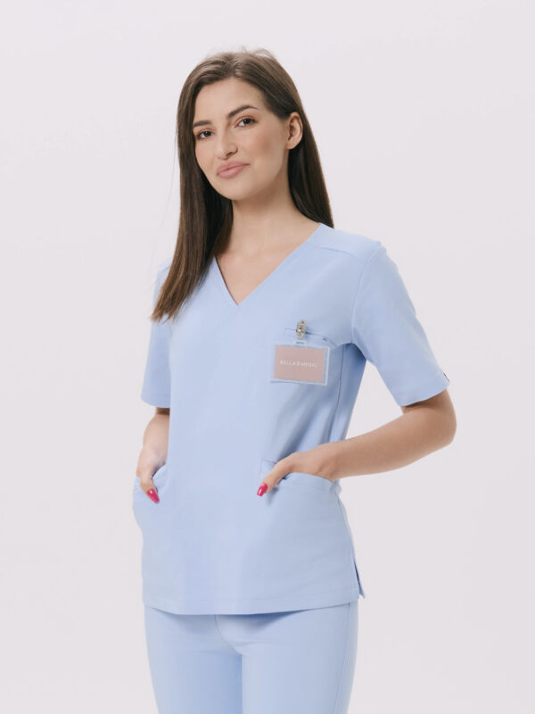 BLUZKA MEDYCZNA DAMSKA - SCRUBS - PREMIUM - BABY BLUE