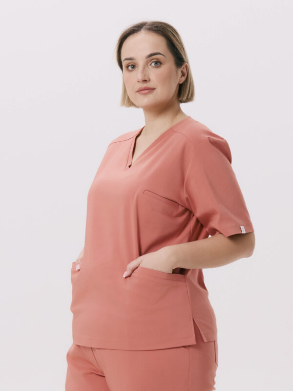 BLUZKA MEDYCZNA DAMSKA - SCRUBS - PREMIUM - SALMON