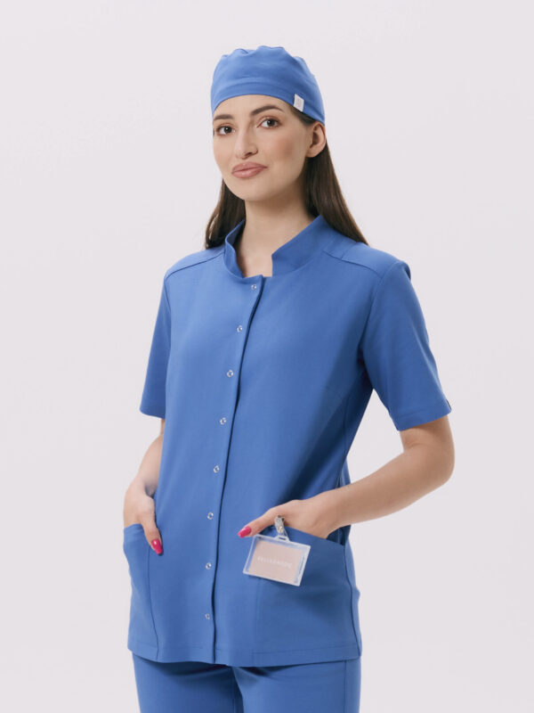 BLUZKA MEDYCZNA DAMSKA - NAPKI - PREMIUM - NAVY BLUE