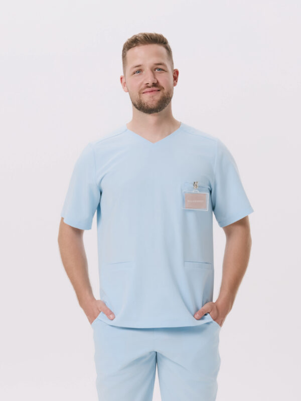 BLUZKA MEDYCZNA MĘSKA – SCRUBS - BASIC – CLEAR SKY