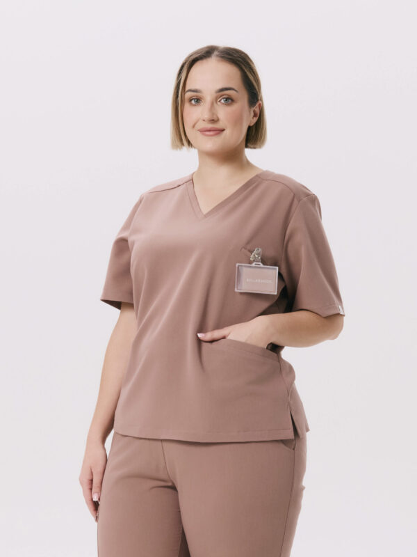 BLUZKA MEDYCZNA DAMSKA - SCRUBS - BASIC - ALMOND