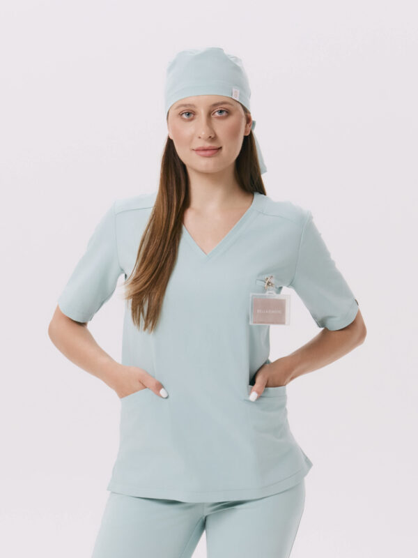 BLUZKA MEDYCZNA DAMSKA - SCRUBS - BASIC - LIGHT MINT