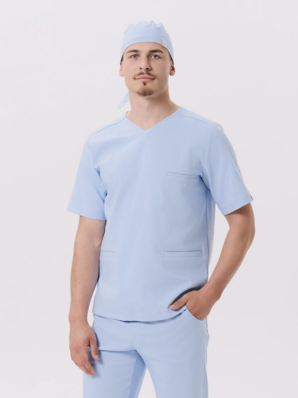 BLUZKA MEDYCZNA MĘSKA – SCRUBS - PREMIUM – BABY BLUE