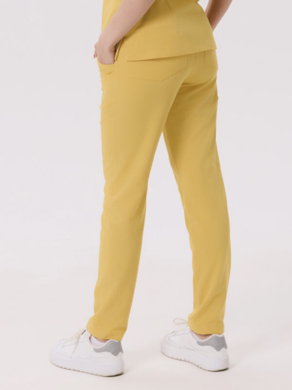 SPODNIE MEDYCZNE DAMSKIE - SCRUBS PROSTE - BASIC - HONEY YELLOW