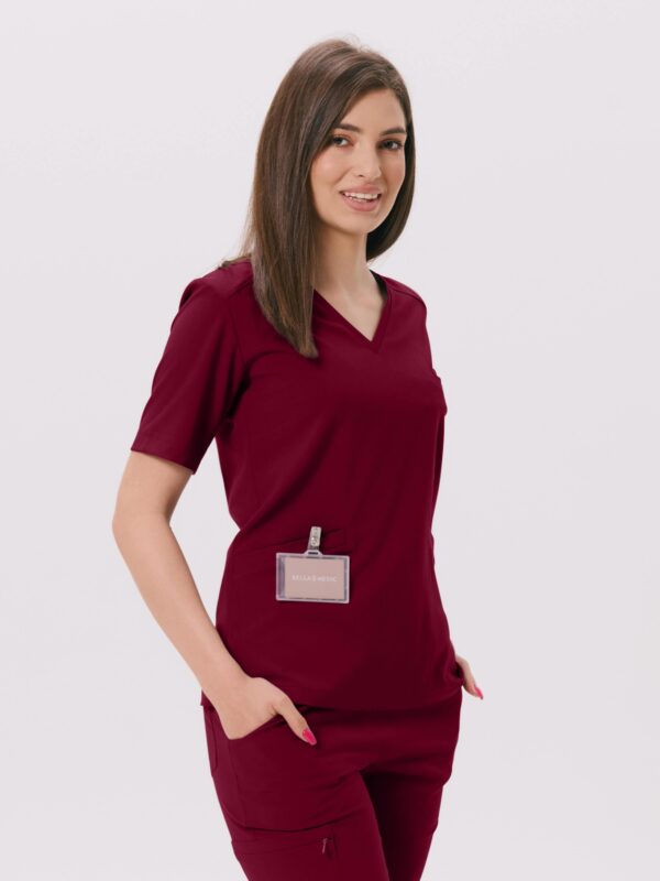 BLUZKA MEDYCZNA DAMSKA - SCRUBS - BASIC -CHERRY RED