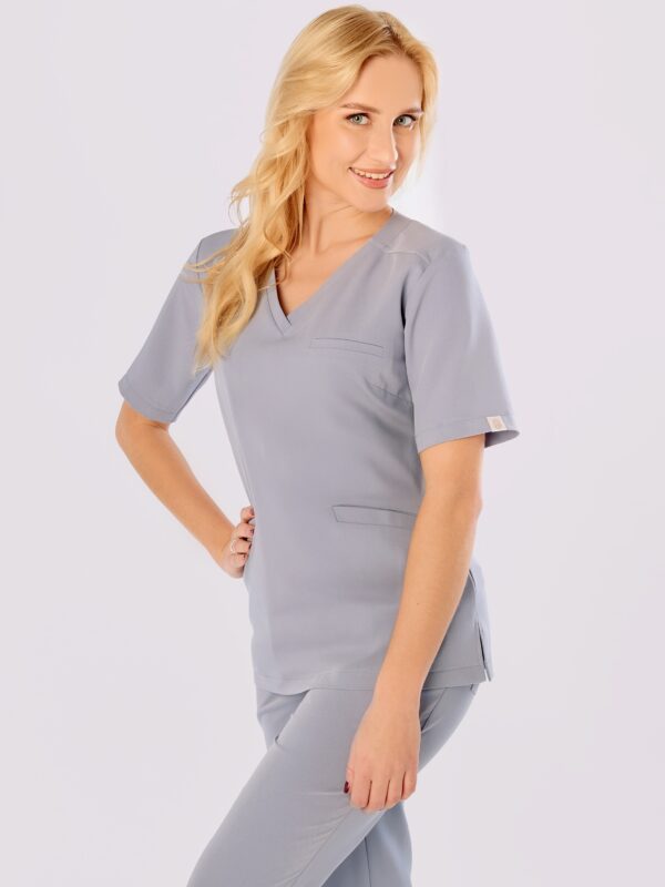 BLUZKA MEDYCZNA DAMSKA - SCRUBS - BASIC - GREY