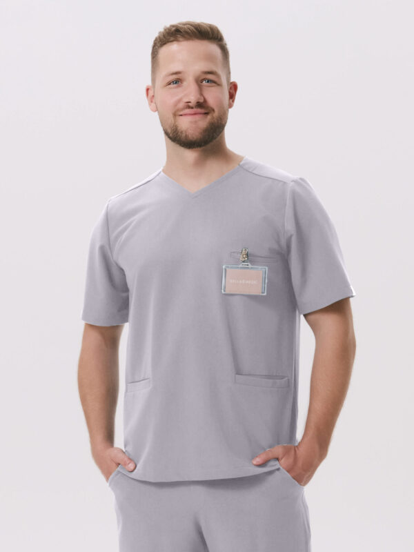BLUZKA MEDYCZNA MĘSKA – SCRUBS – BASIC – GREY