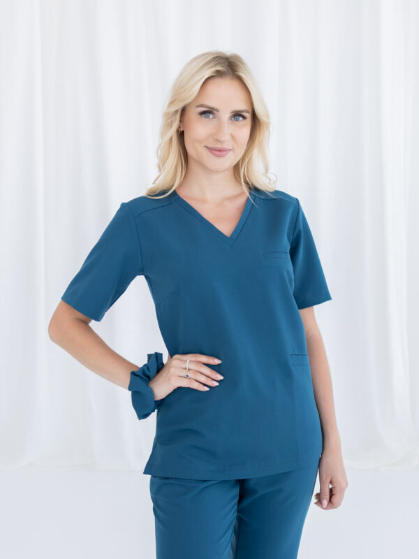 BLUZKA MEDYCZNA DAMSKA - SCRUBS - BASIC - MORSKI