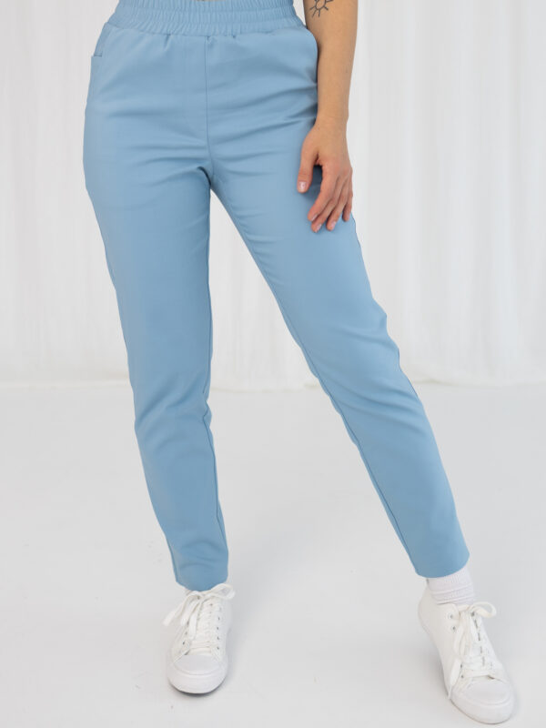 SPODNIE MEDYCZNE DAMSKIE – SCRUBS PROSTE – PREMIUM – MORSKI BŁĘKIT